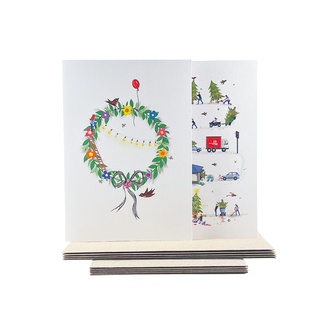 Celebration Wreath and Tree Cycle Pack (5 x Each design + Envelopes)